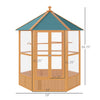69" Large Wooden Hexagonal Outdoor Aviary Flight Bird Cage With Covered Roof