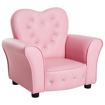 Kids Sofa Toddler Tufted Upholstered Sofa Chair Princess Couch Furniture with Diamond Decoration for Preschool Child, Pink