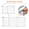 Adjustable Wooden Pet Gate Freestanding Dog Barrier Fence Doorway 3 Panels Safety Gate w/ Lockable Door, White 44.5"-65.25"x14.25"x28"
