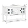 Kitchen Sideboard Serving Buffet Cabinet Cupboard Console Table with Adjustable Shelves, Glass Doors, and 2 Drawers, for Living Room, White