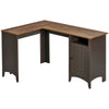 L-Shaped Computer Desk with Open Shelf and Storage Cabinet, Corner Writing Desk with Adjustable Shelf, Coffee / Walnut
