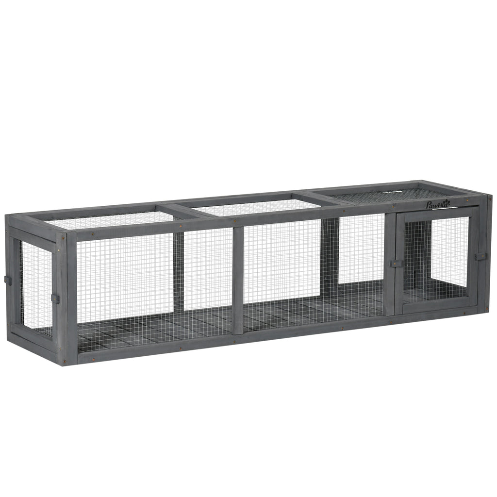 Wooden Cat Play Tunnel Outdoor Cat Enclosure with Weather Protection, Multiple Entrances Locks, Connecting Inside Outside for Deck Patios, Balconies