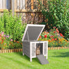 Small Wooden Rabbit Hutch Bunny Cage Guinea Pig House Dog Cage with Openable & Waterproof Roof, Grey