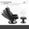 Recliner with Ottoman Footrest, Recliner Chair with Vibration Massage, Faux Leather and Swivel Wood Base for Living Room and Bedroom, Black