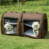 39" Portable Soft-Sided Pet Cat Travel Carrier With Divider Dual Compartment Soft Cushions And Large Storage Bag Brown