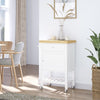 Kitchen Cart, Rolling Kitchen Island Cart on Wheels with Bottom Shelf, Rubber Wood Countertop and Handle, White