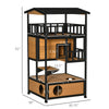 Wooden Outdoor Cat House, Feral Cat Shelter Kitten Tree with Asphalt Roof, Escape Doors, Condo, Jumping Platform, Yellow