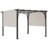 10' x 10' Outdoor Pergola Patio Gazebo Retractable Canopy Sun Shelter with Steel Frame, White