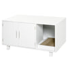 Wooden Cat Litter Box Enclosure & House with Nightstand/End Table Design  Scratcher  & Magnetic Doors  White