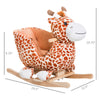 Kids Brown Plush Rocking Horse-Style Plush Animal on Wooden Rockers Giraffe Themed Ride-On Chair Toy with Sound