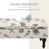 Linen-Touch Upholstered Fabric Ottoman Bench Bed Stool for Bedroom  Entryway  Living Room  Beige with Seashells
