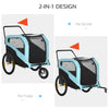 2-in-1 Dog Bike Trailer Pet Stroller Carrier for Large Dogs with Hitch, Quick-release Wheels, Foot Support, Pet Bicycle Cart Wagon Cargo for Travel, Blue