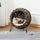 20.5" Woven Rattan Wicker Elevated Cat Bed House Kitten Basket Ball Shaped Pet Furniture with Cushion PP Cotton Brown