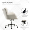Desk Chair, Home Office Chair with Linen Fiber, Button Tufted Back Design for Office, Task Chair, Cream White