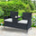Patio Wicker Conversation Furniture Set, Outdoor Rattan 2-Seater Chair, Modern Loveseat w/ Cushions & Coffee Table for Garden, Black