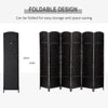 6' Tall Wicker Weave 6 Panel Room Divider Wall Divider, Black