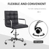 Leather Office Chair, Cute Desk Chair, Mid Back Computer Chair with High-End Gas Lift, Sturdy Base and Faux Leather, Home Office Chair, Black