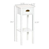 2-Tier Side Table with Drawer, Narrow End Table for Space Saving, Slim Nightstand with Shelf Metal Knob for Living Room Hallway, White