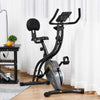 Exercise Bike Stationary Recumbent Adjustable Pressure Control Resistance Foldable w/ LCD & Elastic Rope  Grey