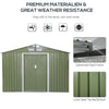 9' x 6' Metal Storage Shed Garden Tool House with Double Sliding Doors, 4 Air Vents for Backyard, Patio, Lawn Green