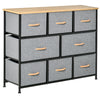 8-Drawer Dresser, 3-Tier Fabric Chest of Drawers, Storage Tower Organizer Unit with Steel Frame Wooden Top for Bedroom, Hallway, Light Grey