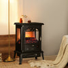 Electric Infrared Fireplace Stove, Freestanding Fireplace Heater with Realistic Flame, Adjustable Temperature, Timer, 1000W/1500W, Black