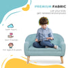 2-Seat Kids Sofa Linen Fabric and Wooden Frame Sofa for Kids and Toddlers Ages 3-6, 11" High Seat, Blue