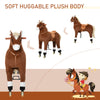 Kids Ride-on Walking Horse with Easy Rolling Wheels, Soft Huggable Body, & a Large Size for Kids 5-16 Years