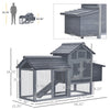 Backyard Chicken Coop Kit Outdoor 59" Solid Wood Enclosed House with Ventilation Door, Removable Tray & Chicken Nesting Box Grey