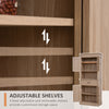 Traditional Buffet with Hutch, Freestanding Kitchen Pantry Storage Cabinet with Doors and Drawer, Adjustable Shelving, Oak