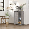 Accent Cabinet, Kictchen Cupboard Storage Cabinet, 3-Tier Organizer with Barn Door and Adjustable Shelf, Grey Oak