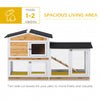 2-Story Outdoor Rabbit Hutch Wooden Bunny Hutch Cage Small Animal House with Ramp, No Leak Tray, Weatherproof Roof and Outdoor Run, Yellow