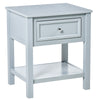 Accent End Table, Sofa Side Table with Storage Drawer and Bottom Shelf for Living Room, Bedroom, Grey