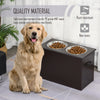 Raised Pet Feeding Storage Station with 2 Stainless Steel Bowls Base for Large Dogs and Other Large Pets, Dark Brown