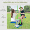 Metal Swings & Seesaw Set Double Swing Seats with a Seesaw Height Adjustable Children Backyard Play Set for Toddlers Over 3 Years Old, Blue