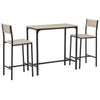 3 Piece Industrial Dining Table Set, Counter Height Bar Table & Chairs Set for Small Space, Dining Room, Natural Wood