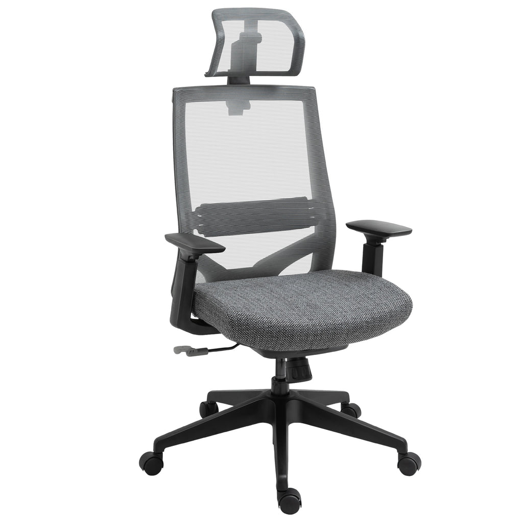 Draft Chair, Ergonomic Chair with Lumbar Back Support, Adjustable Headrest for Office, Task Chair, Grey