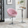 Modern Makeup Vanity Chair Round Tufted Swivel Accent Chair with Chrome Frame Height Adjustable for Living Room, Bedroom, Pink