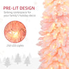 7' Flocked Christmas Trees, Pencil Prelit Artificial Christmas Tree with Snow Downswept Branches, Pink
