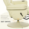 Manual Recliner, Swivel Lounge Armchair with Side Pocket, Footrest and Cup Holder for Living Room, Cream White