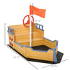 Kids Sandbox Pirate Ship Play Boat w/ Bench Seats and Storage, Cedar Wood
