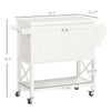 Rolling Kitchen Island Cart with Rubberwood Top and Storage, White