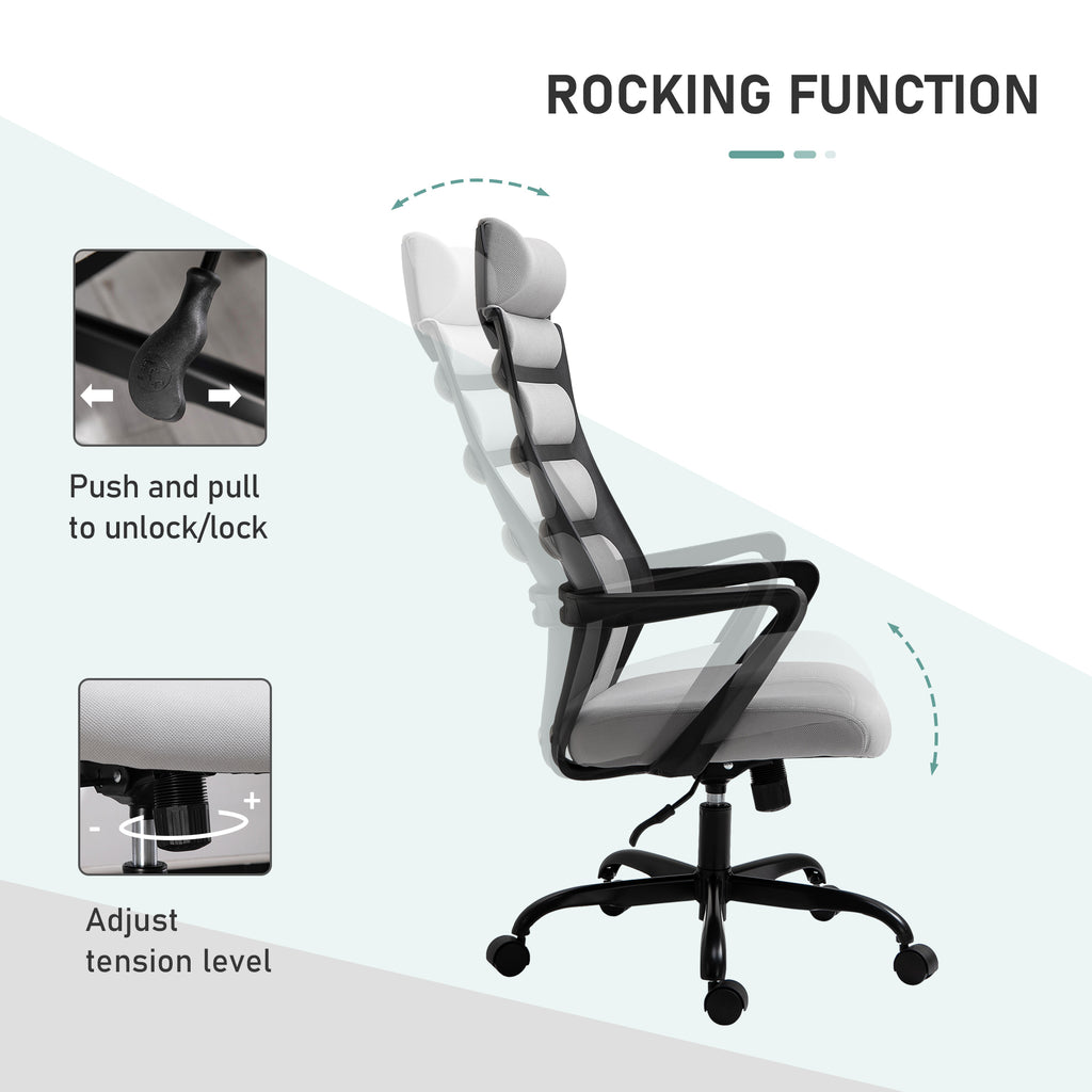 Ergonomic Office Chair High-Back Home Office Desk Chair With Spandex FabricÂ  Thick Padding With 360 Swivel Wheels Grey