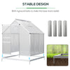 6' x 6' Aluminum Greenhouse, Polycarbonate Walk-in Greenhouse Kit with Adjustable Roof Vent, Rain Gutter and Sliding Door, Silver