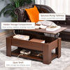 39" Lift Top Coffee Table with Hidden Storage Compartment and Open Shelf, Pop Up Coffee Table for Living Room, Brown