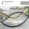 Double Outdoor Rocking Bed, Patio Chaise Sun Lounger Bed for Two Person with Canopy, Detachable Headrestfor Sun Room, Garden, Poolside, Light Gray