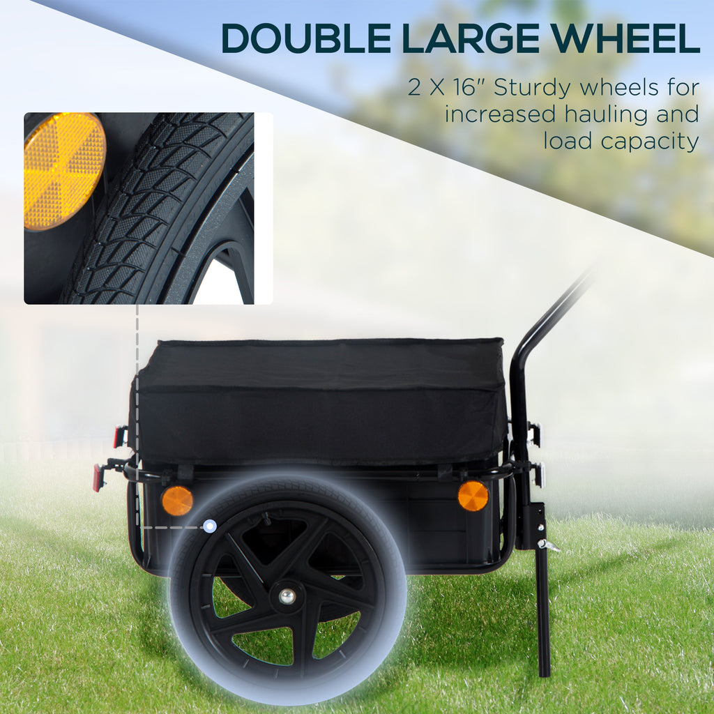 Bicycle Cargo Trailer with Removable Box and Waterproof Cover, Bike Wagon Trailer with Two 16in Wheels