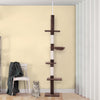 9' Modern Cat Tree Adjustable Height Floor-To-Ceiling Vertical Cat Tree - Brown and White