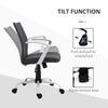 Mid Back Home Office Chair with Adjustable Height, High Armrests and Rocking Function, Dark Grey/White