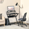 Industrial Computer Desk with Monitor Shelf, R Shaped Writing Table for Home Office, Black